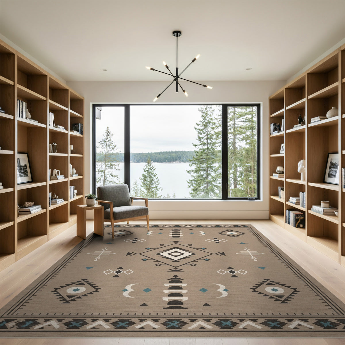 Beige Heritage Tribal Geometric Area Rug