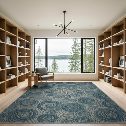 Blue Swirl Abstract Area Rug