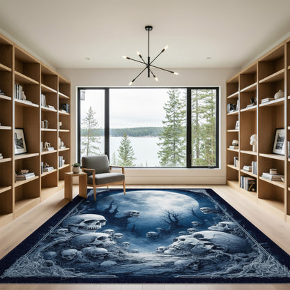 Skull Moon Gothic Area Rug