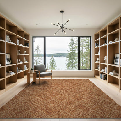 Brown and Tan Brown Southwestern Geometric Area Rug