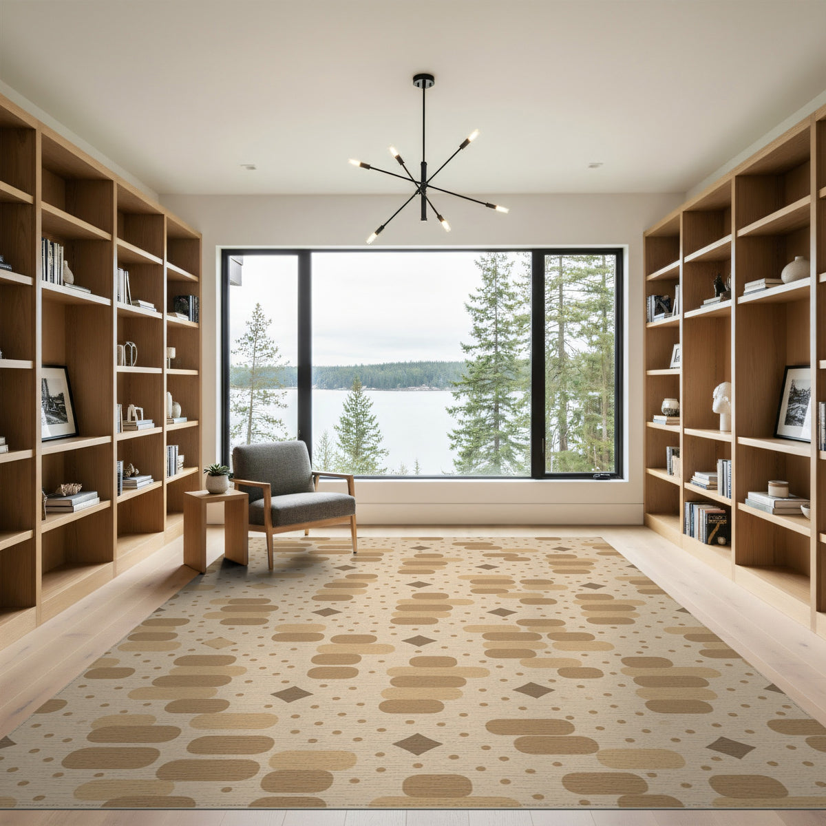 Geometric Brown Tan Area Rug