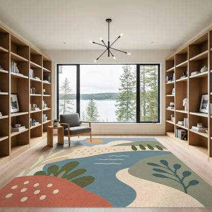 Blue River Abstract Landscape Area Rug