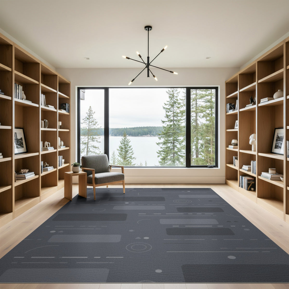 Grey Geometric Grey Area Rug