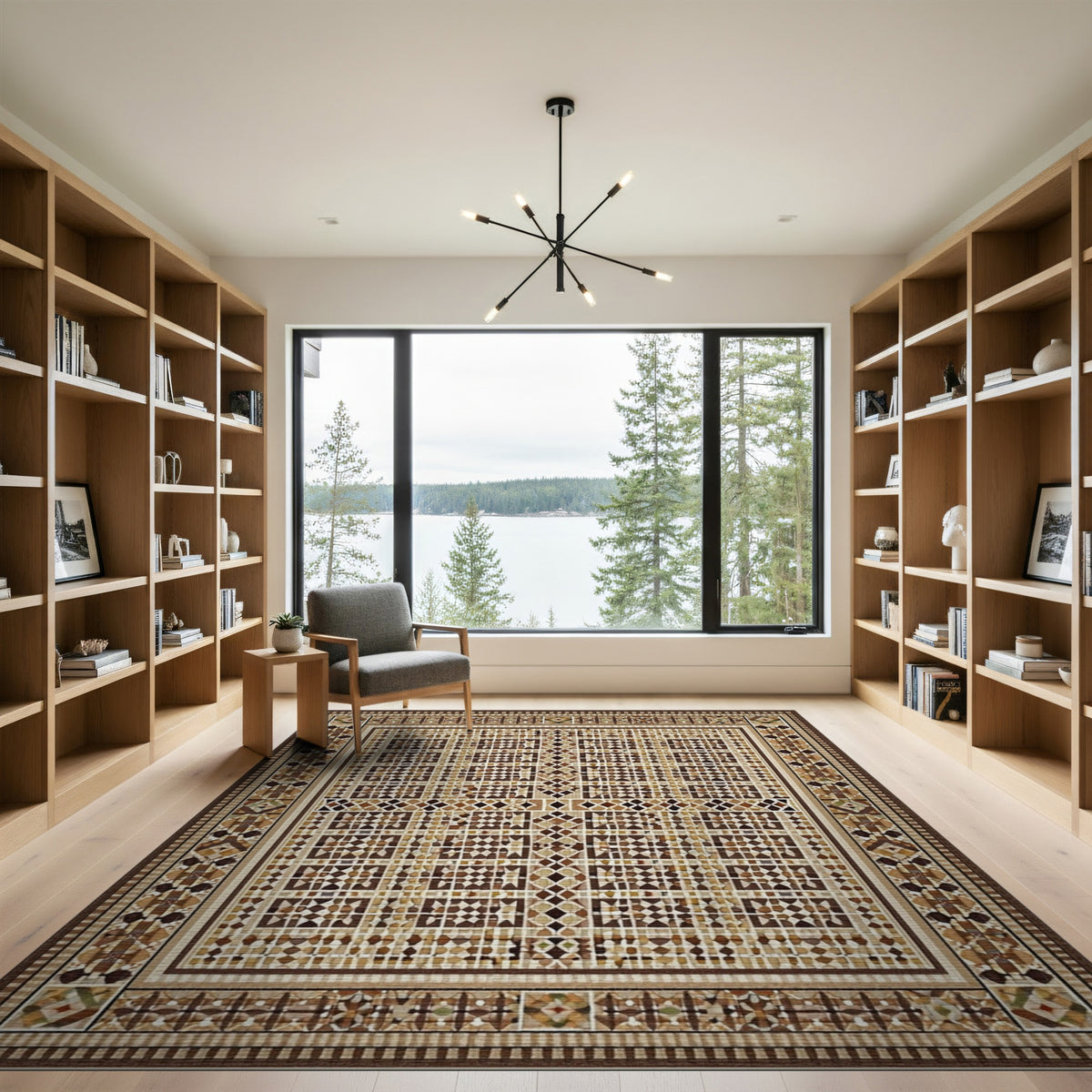 Geometric Brown Tan Area Rug
