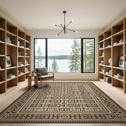 Geometric Brown Tan Area Rug
