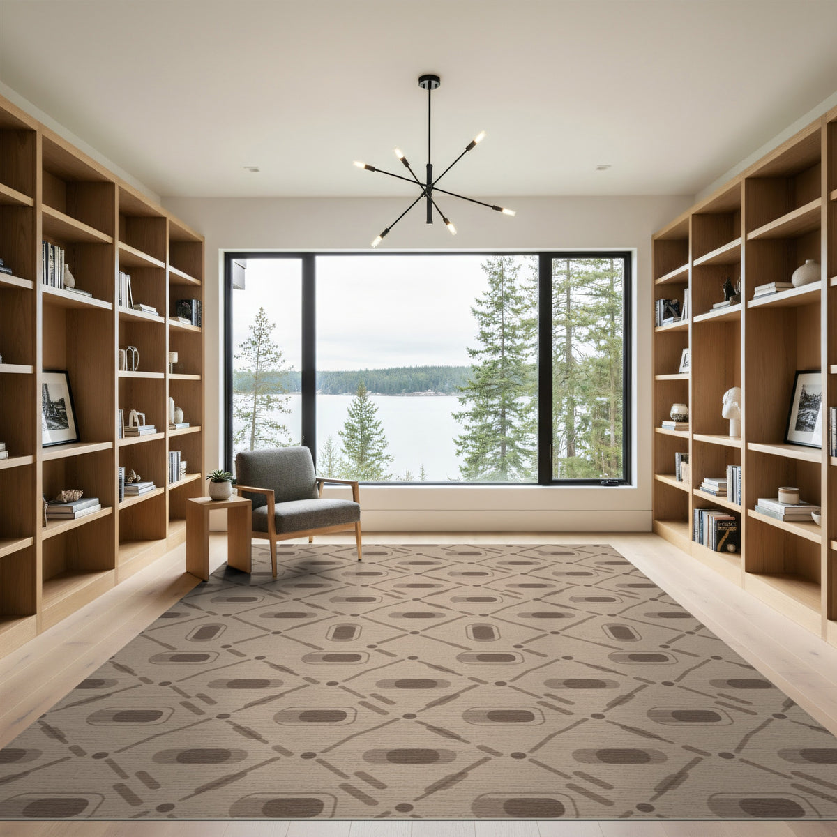 Beige Geometric Lattice Area Rug
