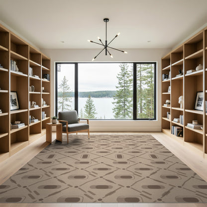 Beige Geometric Lattice Area Rug