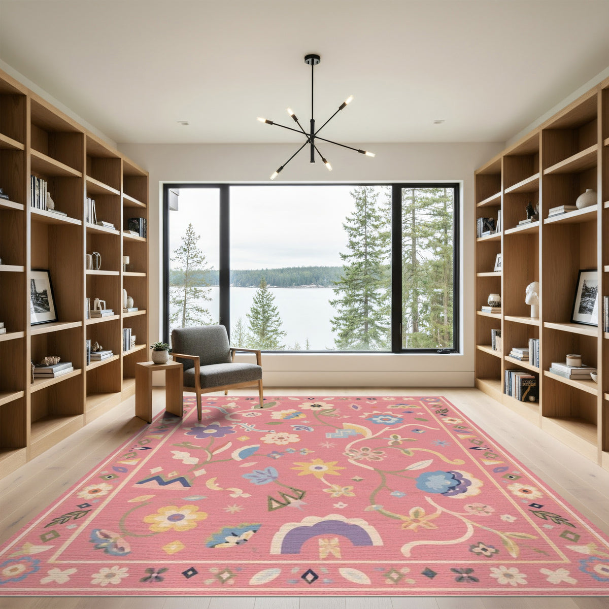 Pink Floral Vintage Area Rug