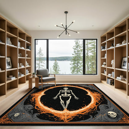 Gothic Skeleton Flame Area Rug