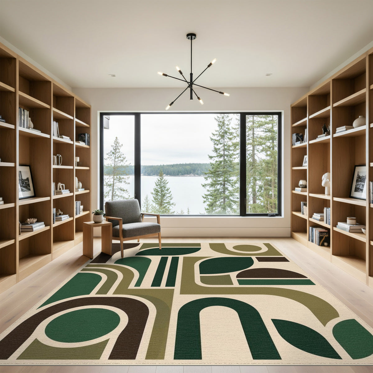 Green Geometric Modern Area Rug