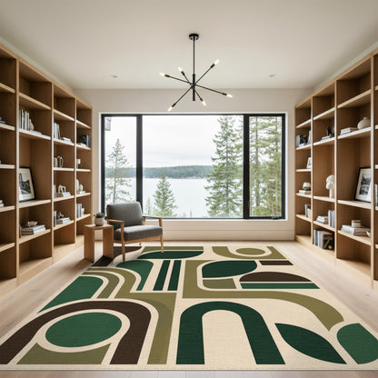 Green Geometric Modern Area Rug