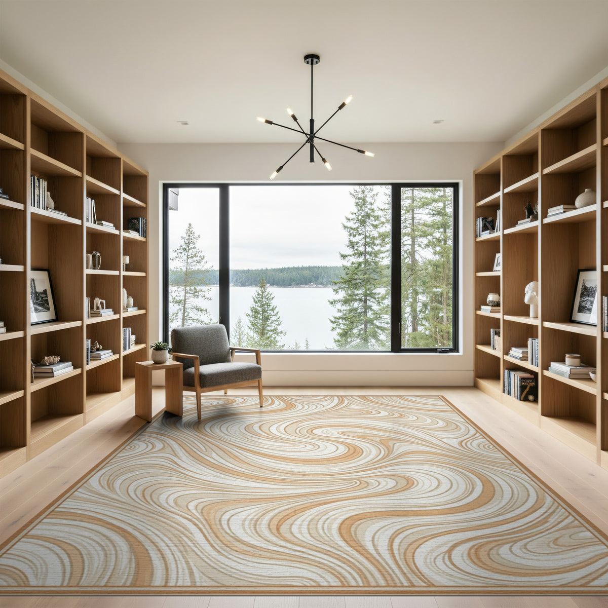 Beige Abstract Swirl No. 4 Area Rug