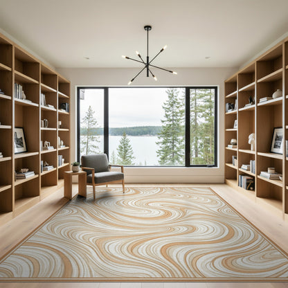 Beige Abstract Swirl No. 4 Area Rug