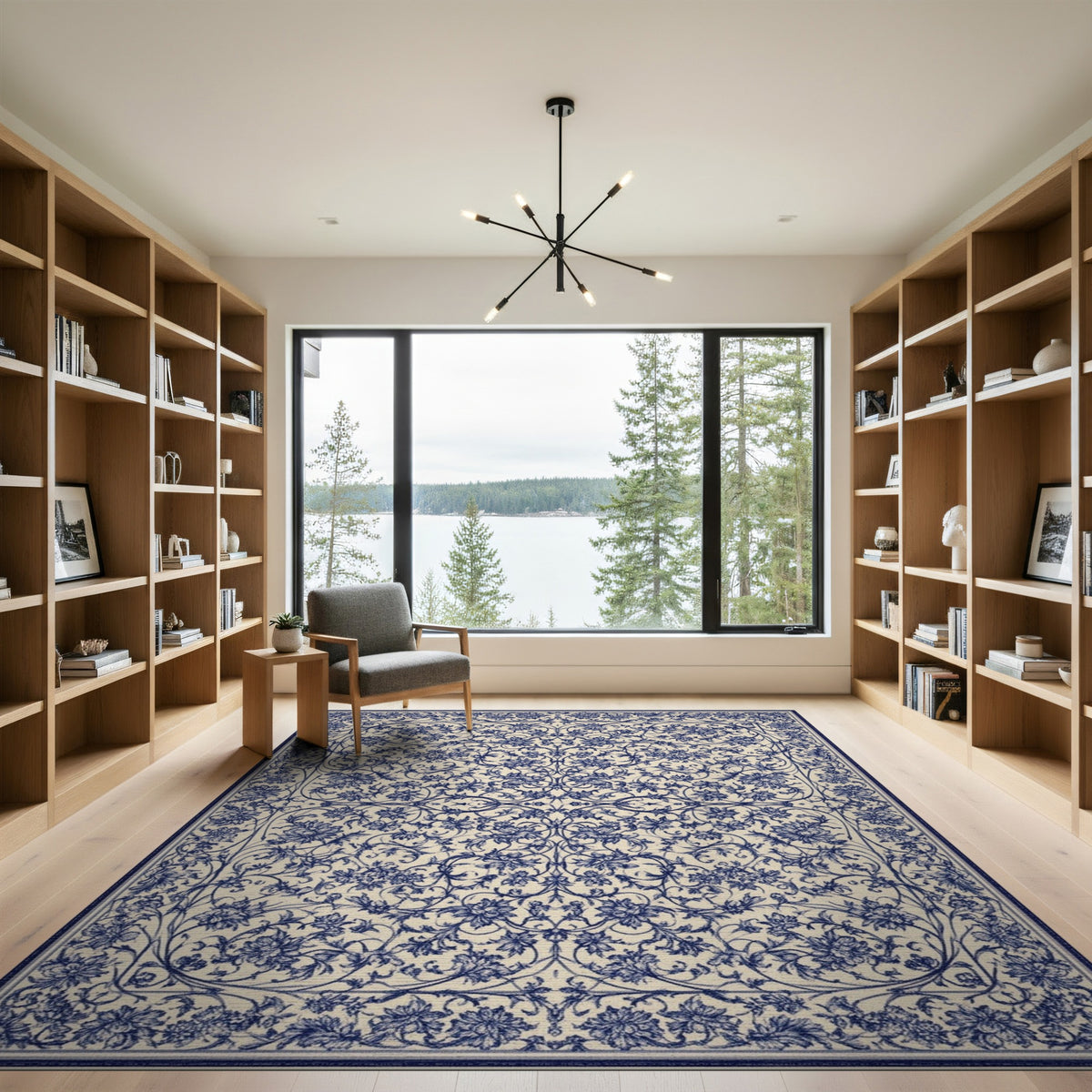 Navy Blue Floral Vintage No. 10 Area Rug