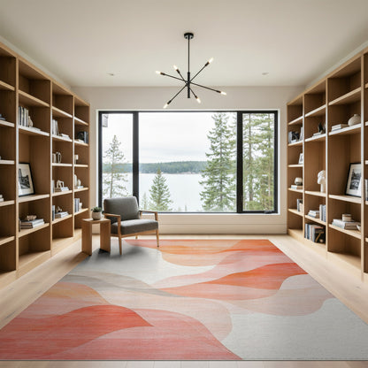 Abstract Area Wave Orange Wave Abstract Area Rug