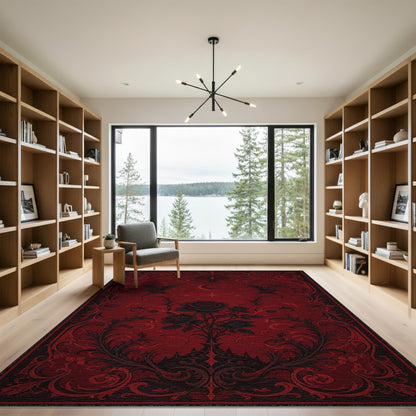 Gothic Rose Raven Red Area Rug