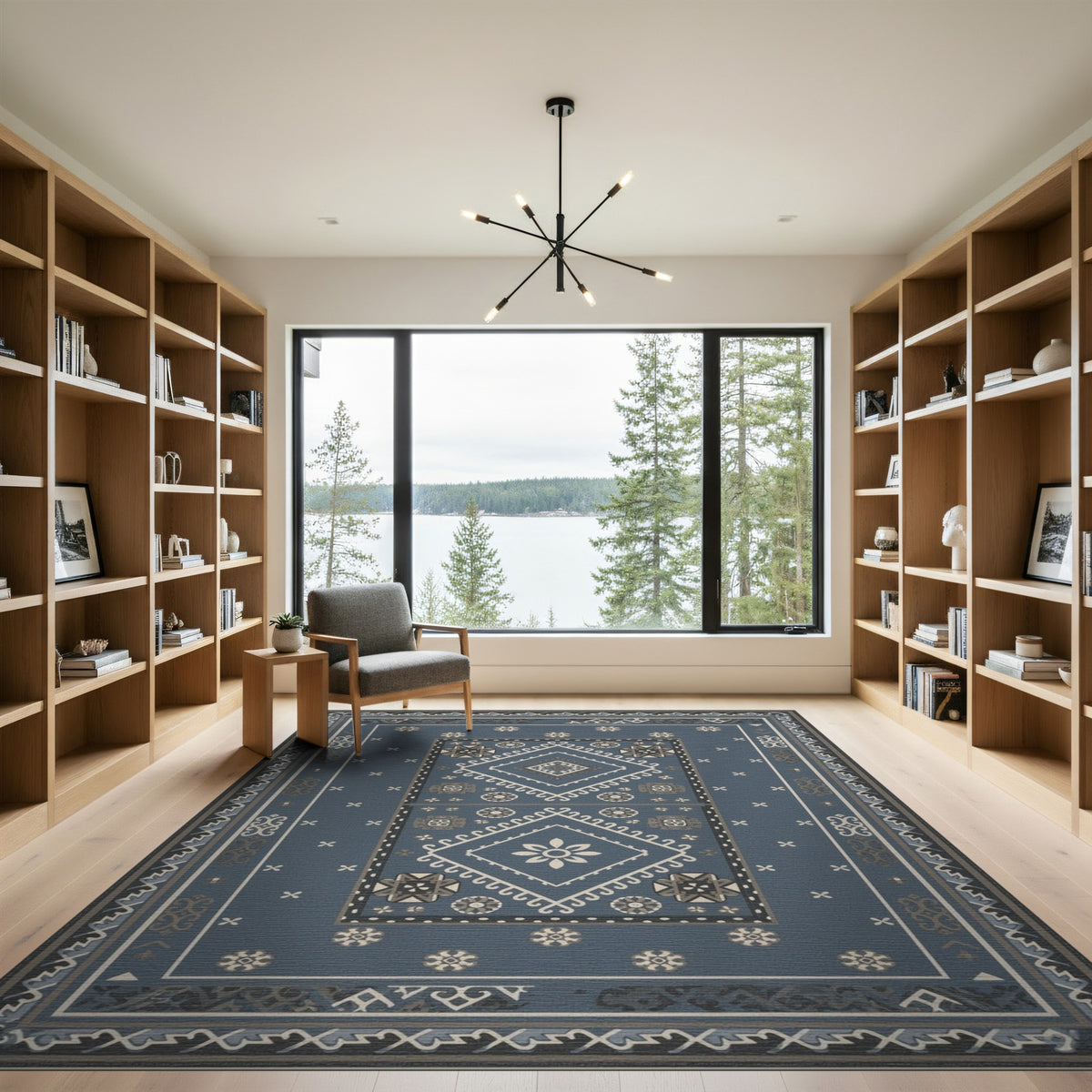 Blue Heritage Tribal Blue and Teal Area Rug