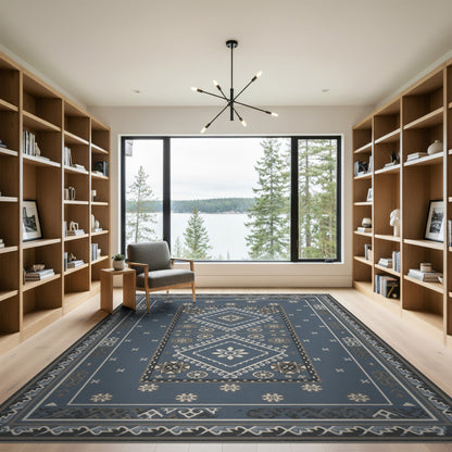 Blue Heritage Tribal Blue and Teal Area Rug