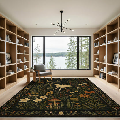 Luna Moth Celestial Floral Area Rug