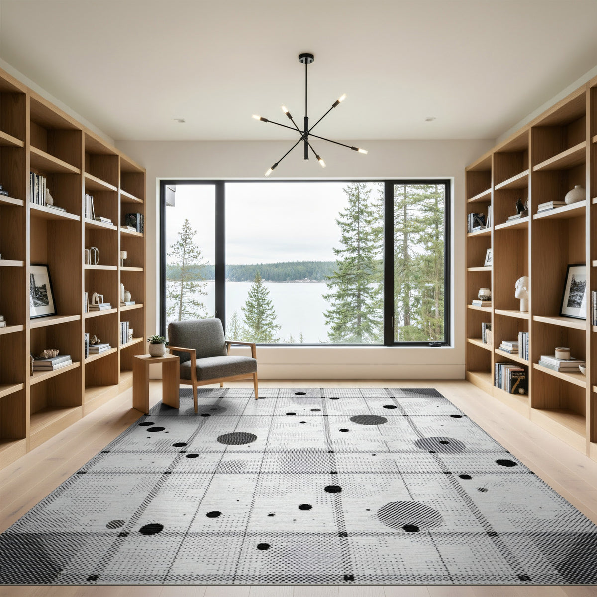 Geometric Modern Dot Black White Geometric Dot Area Rug