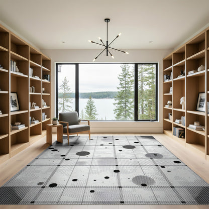 Geometric Modern Dot Black White Geometric Dot Area Rug
