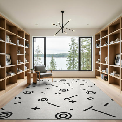 Black and White Washable Black White Geometric Washable Area Rug
