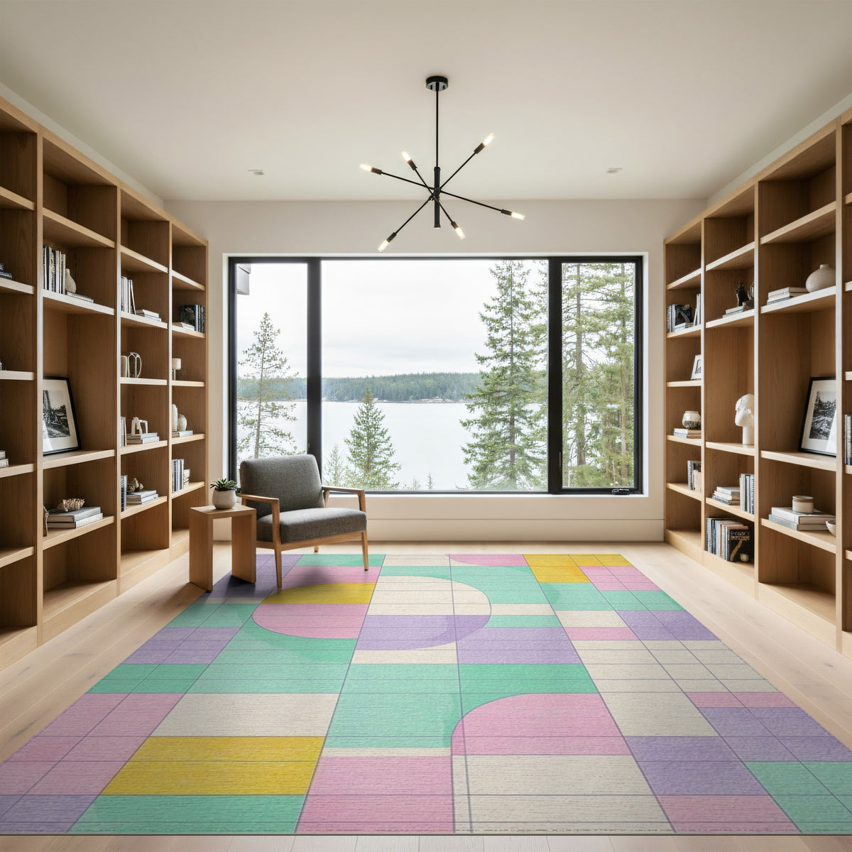 Pastel Geometric Circle Area Rug