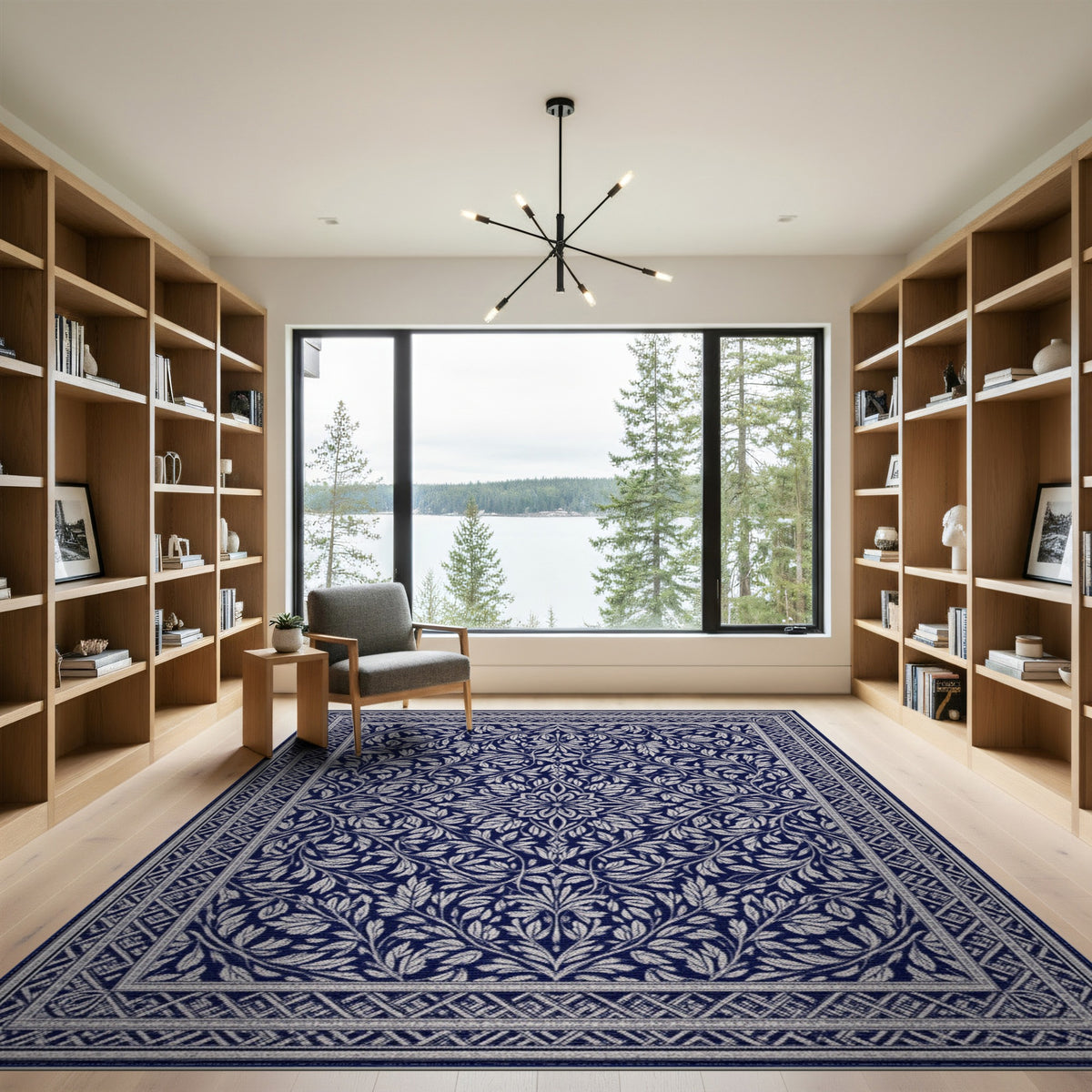 Navy Blue Floral Vintage No. 12 Area Rug