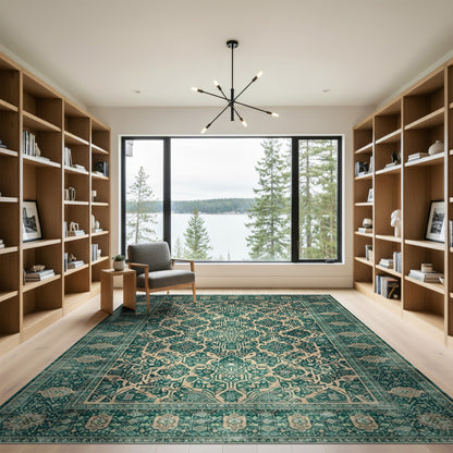 Blue and Teal Traditional Persian Medallion Rug