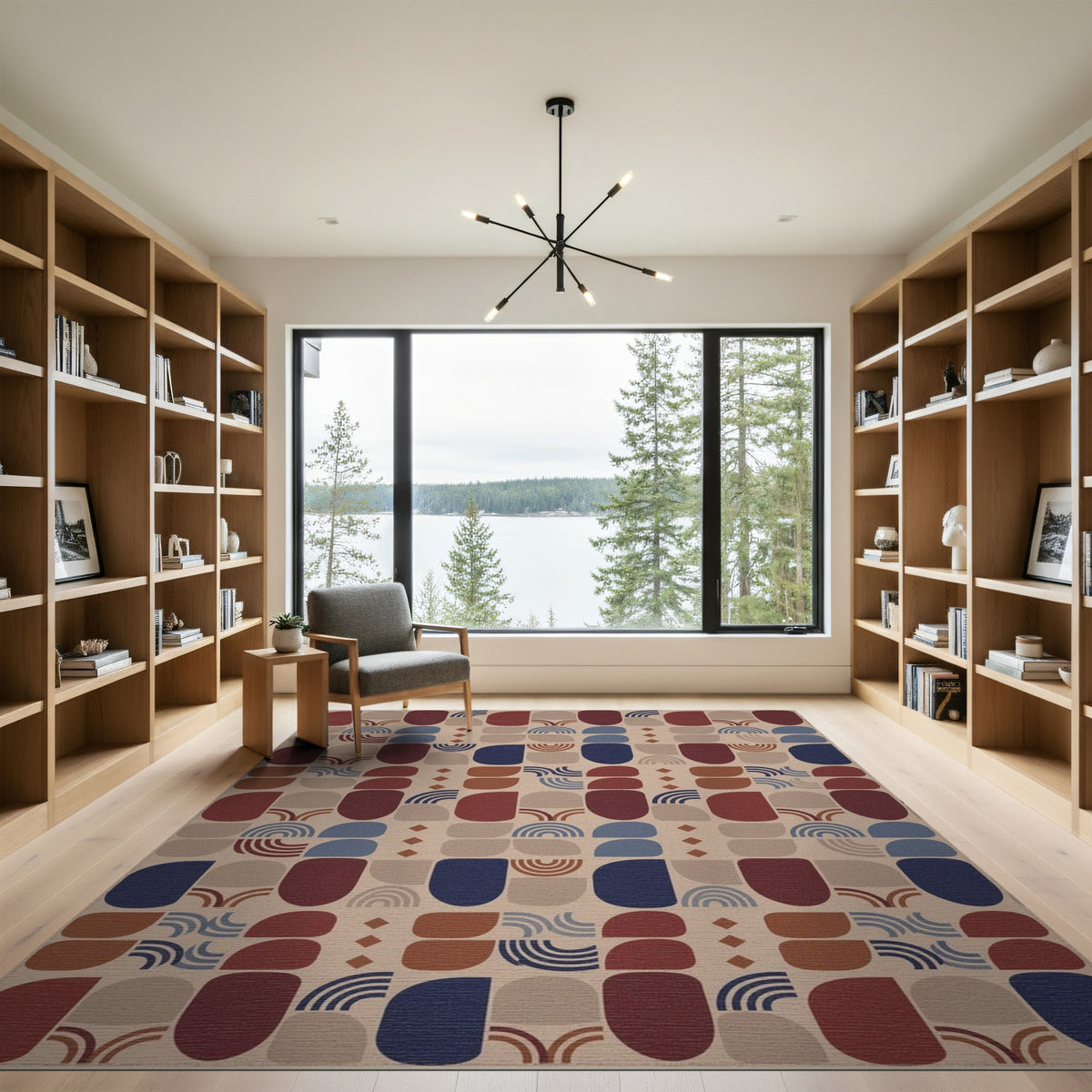 Geometric Arched Area Rug in Earth Tones