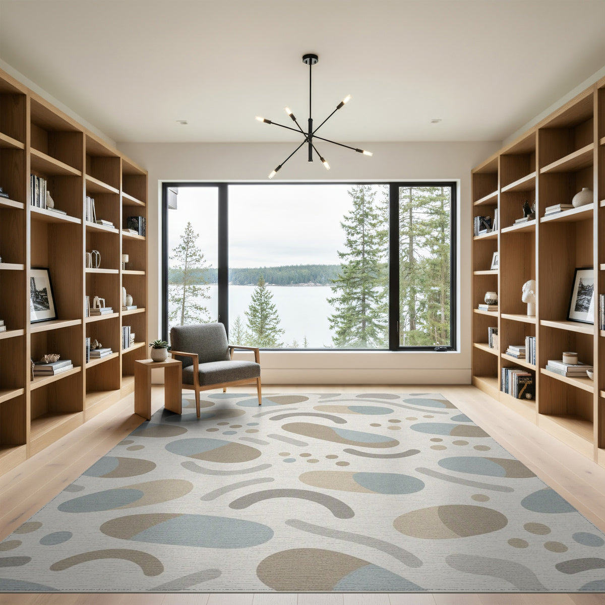 Beige and Neutral Abstract Neutral Area Rug