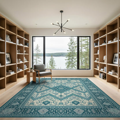 Blue Teal Heritage Tribal No. 10 Area Rug