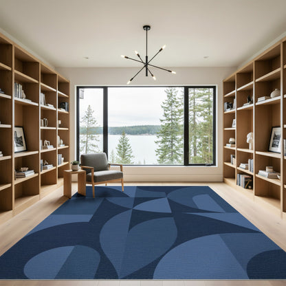 Geometric Modern Blue and Teal Blue Geometric Modern Area Rug