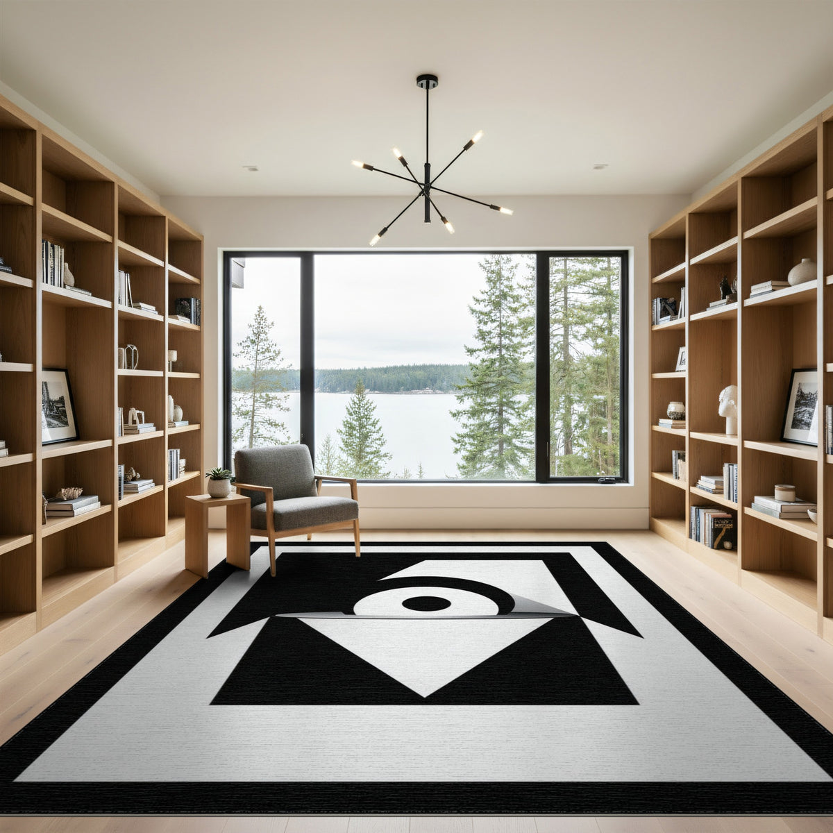 Bold Black White Geometric Area Rug