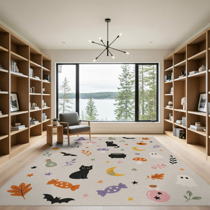 Cute Halloween Cats Ghosts Kids Cartoon Area Rug