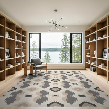 Geometric Modern Beige and Neutral Beige Geometric Neutral Area Rug