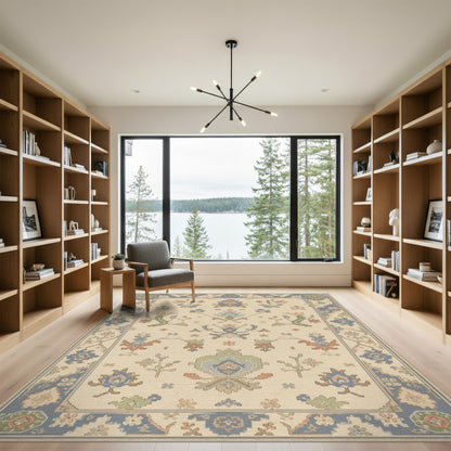 Beige Persian Floral Medallion Rug