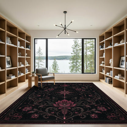 Pink Celestial Lotus Floral Area Rug