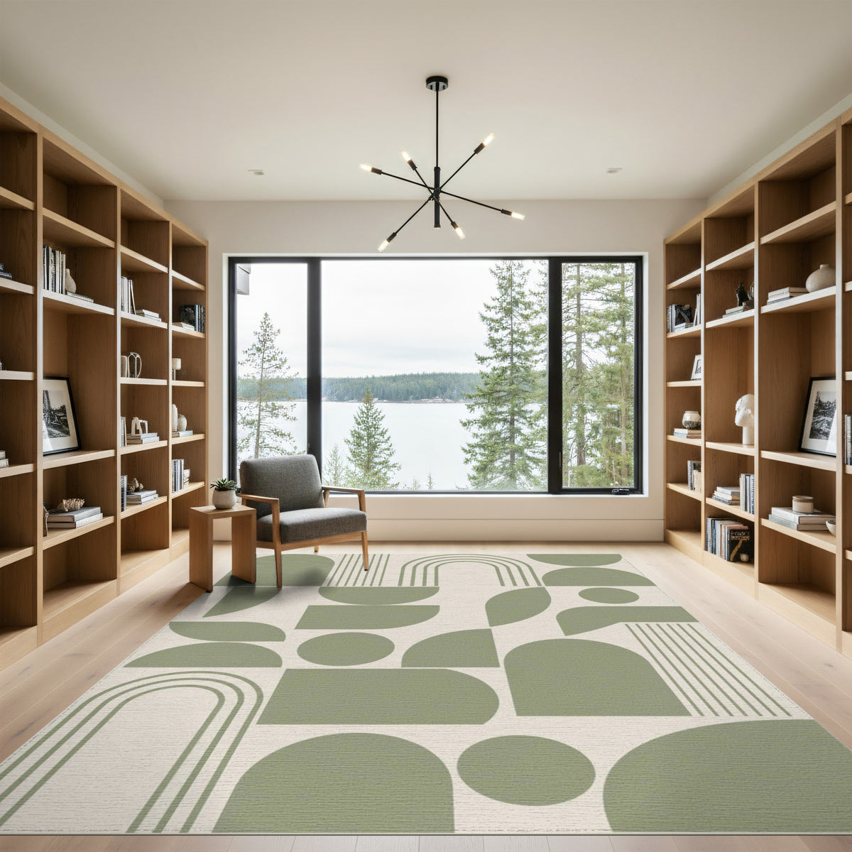 Green Geometric Arch Area Rug