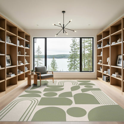 Green Geometric Arch Area Rug
