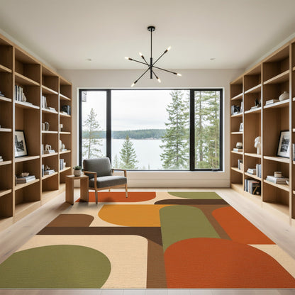 Geometric Modern Area Rug in Warm Orange Tones