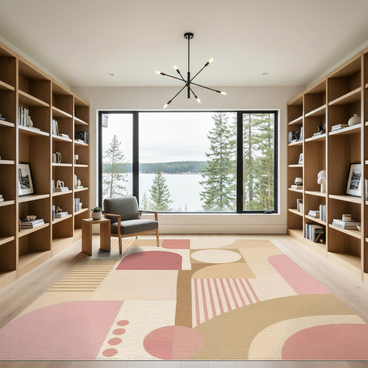 Geometric Modern Blush Pink Geometric Area Rug