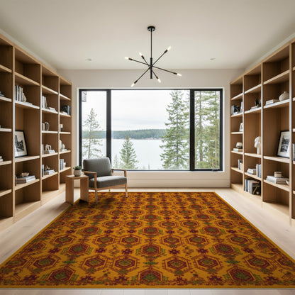Orange Southwestern Hexagon Area Rug