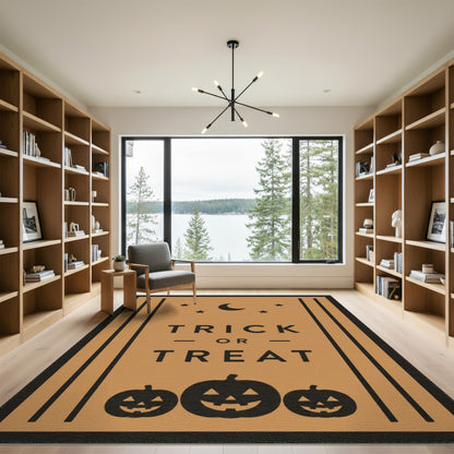 Kids Cartoon Trick or Treat Halloween Orange Area Rug
