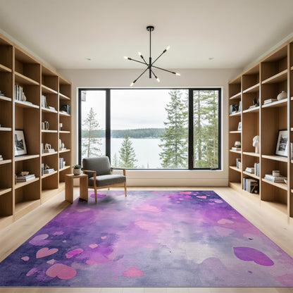 Purple Hearts Watercolor Area Rug