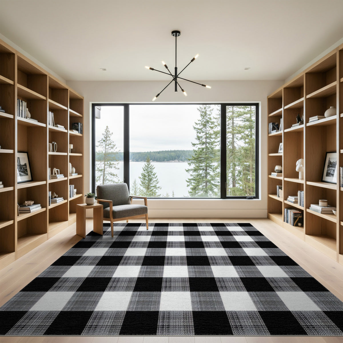Black and White Black and White Checkered Geometric Area Rug
