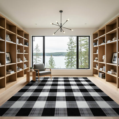 Black and White Black and White Checkered Geometric Area Rug