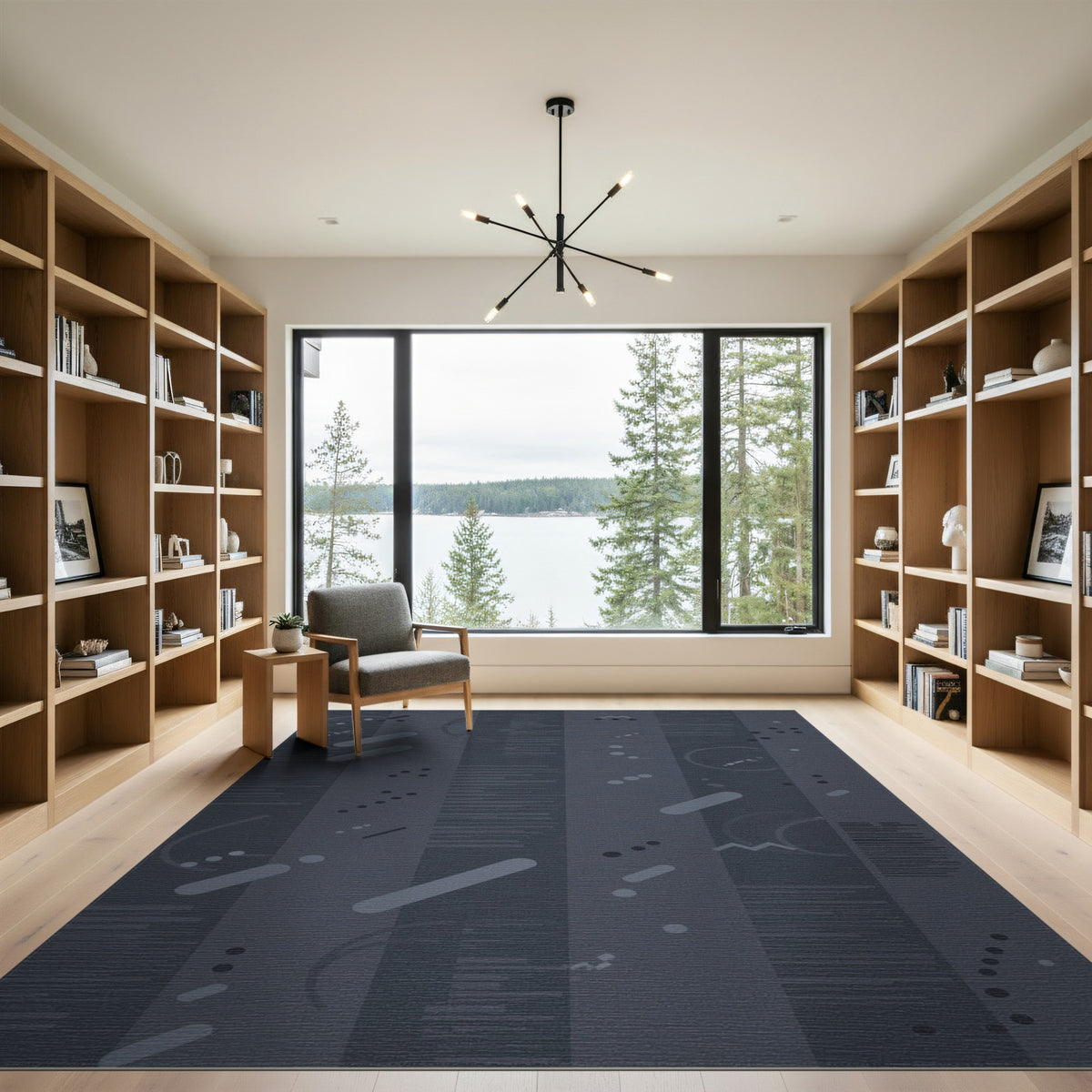Grey Geometric Modern Grey Geometric Stripe Area Rug