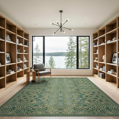 Green Traditional Persian Green Area Rug