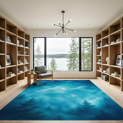 Mystical Fish Starry Night Blue Area Rug